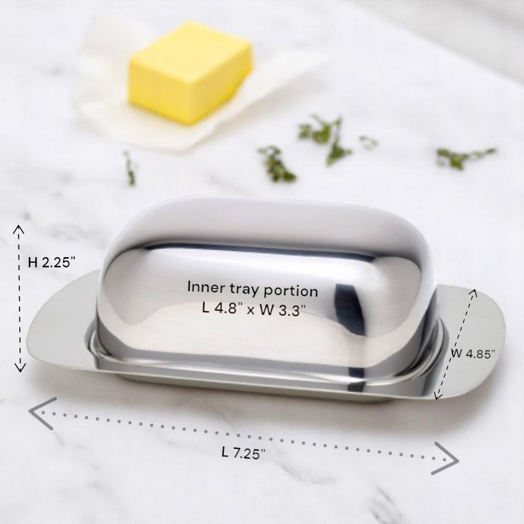 StainlessLUX 75111 Brilliant Stainless Steel Covered Butter Dish