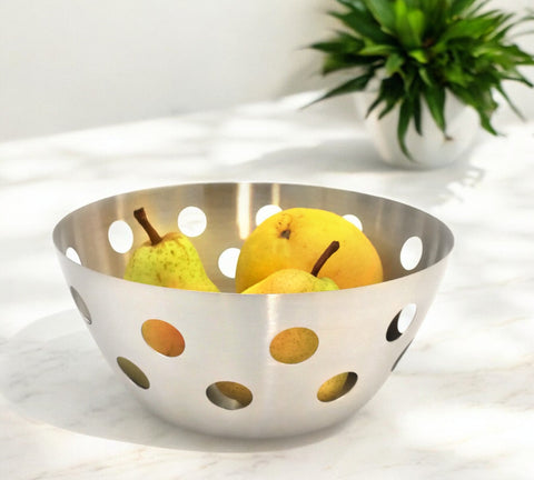 StainlessLUX 76324 Brushed Stainless Steel Fruit Bowl / Bread Basket