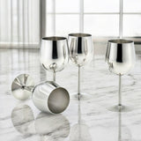StainlessLUX 77374 Brilliant Stainless Steel Wine Glass Set / Wine Tasting Goblet Set (4 Glasses / Set) - New version with 1/4" taller