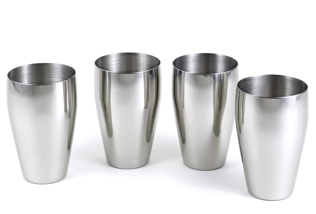 StainlessLUX 77334 Brilliant Stainless Steel Drinking Glass / Tumbler / Pub Glass Set (4 Tumblers / Set)