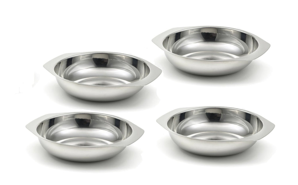 StainlessLUX 77542 Four-Piece Brilliant Stainless Steel Salad Bowl / Side Dish Set of 4