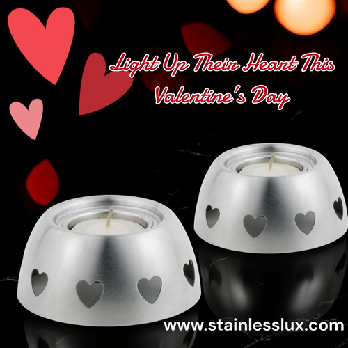 Light Up Their Heart: Stainless Steel Heart-Shaped Tealight Candle Holder for Valentine’s Day