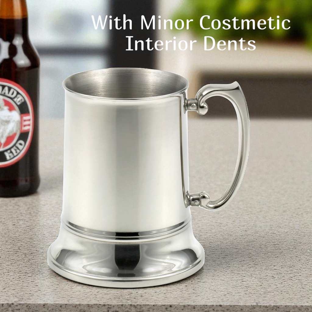 StainlessLUX 73211 Brilliant Double-walled Stainless Steel Beer Mug (16 Oz) -Irregular with Minor Costmetic Interior Dents/Scatches