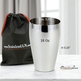 StainlessLUX 73259 Brilliant Stainless Steel Drinking Glass / Water Tumbler / Pub Glass (18 Oz.)