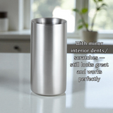 StainlessLUX 73299 Double-Walled Stainless Steel Drinking Glass/Water Tumbler (12 Oz.) - Irregular with Minor Costmetic Interior Dents/Scatches