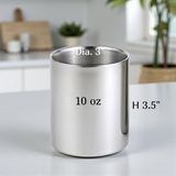 StainlessLUX 73263 Double-walled Stainless Steel Small Drinking Glasses / Water Tumblers (10 Oz. / 1.25 Cup)