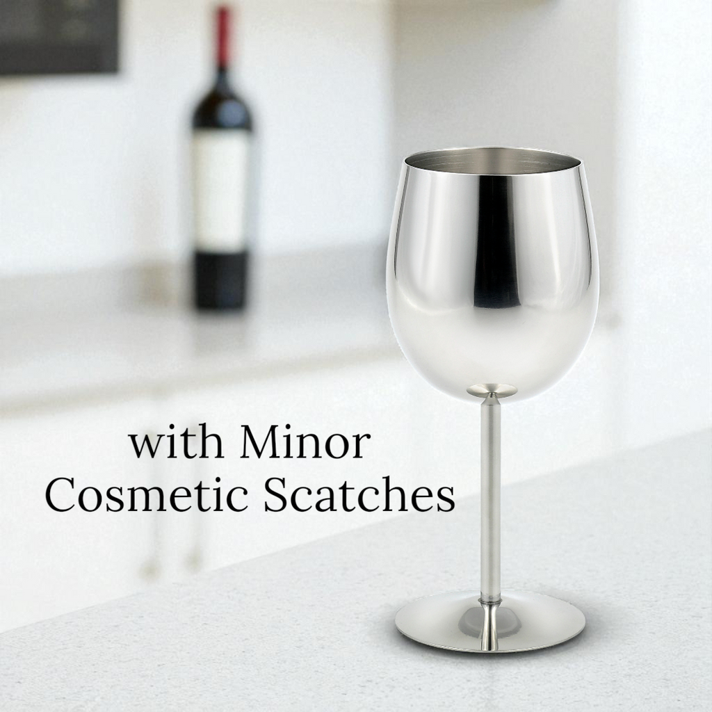 StainlessLUX 73344 Brilliant Stainless Steel Wine Glass - Irregular with Minor Cosmetic Scatches