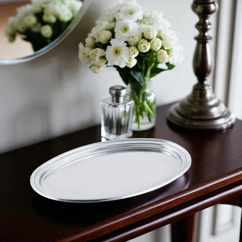 StainlessLUX 75103  Brilliant Stainless Steel Small Oval Tray