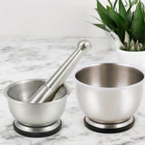 StainlessLUX 75551 Large Brushed Stainless Steel Mortar and Pestle Set/Spice Grinder/Molcajete, 18-Ounce/2.25-Cup