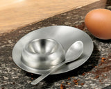 StainlessLUX 75560 Brushed Stainless Steel Egg Server with Spoon, 4.65 Inches Diameter x 0.875 Inches Height