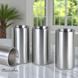 StainlessLUX 77323 Brushed Double-walled Stainless Steel Drinking Glasses, 12-Ounce/1.5 Cups (4 Glasses / Set)