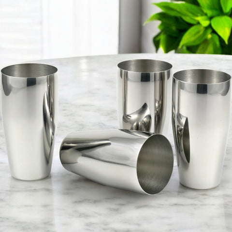 StainlessLUX 77365 Brilliant Stainless Steel Drinking Glasses / Tumblers (24 Oz) (4 Tumblers / Set)