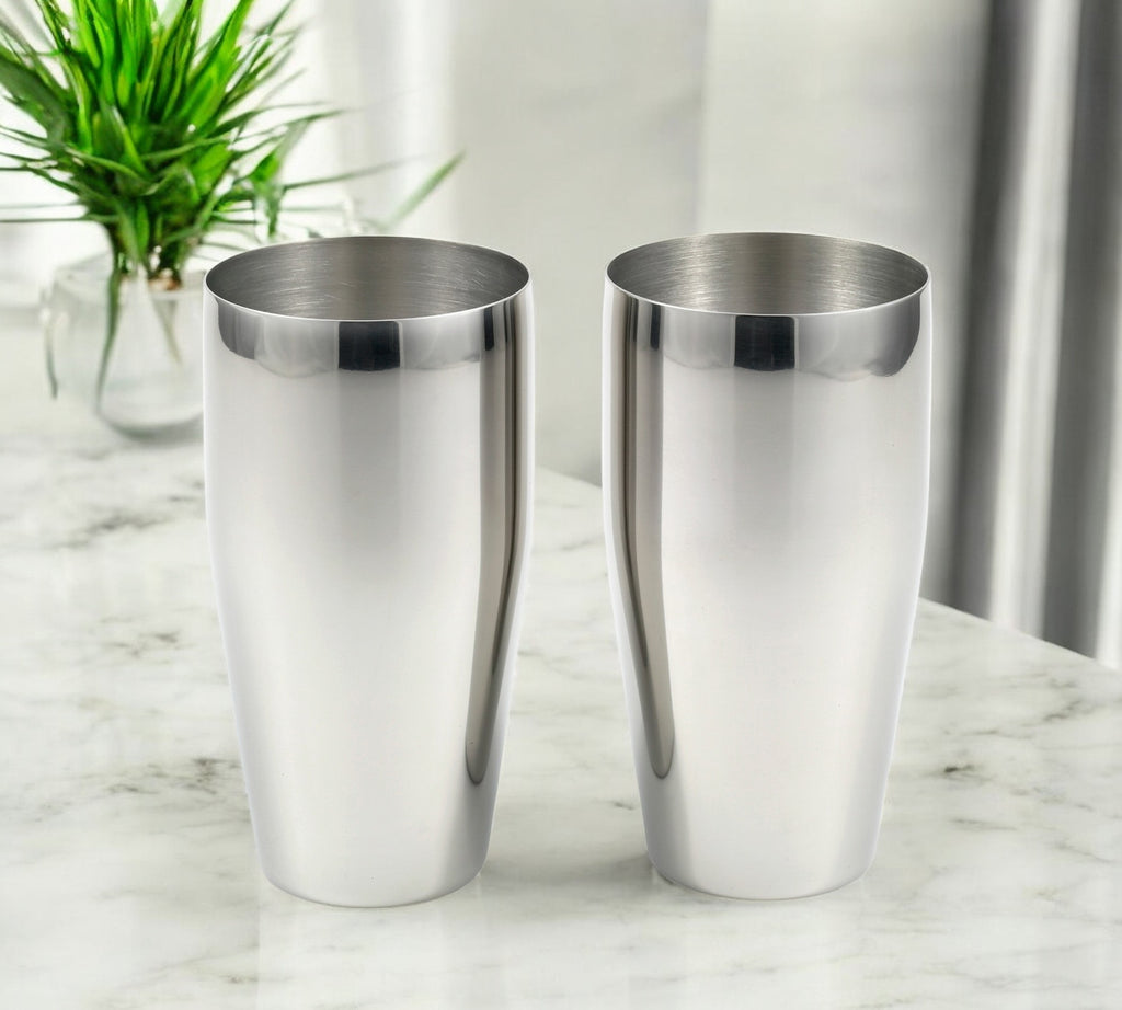 StainlessLUX 77366 Brilliant Stainless Steel Tumblers / (24 Oz) Drinking Glass Set (2 Tumblers / Set)