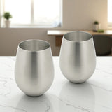 StainlessLUX 77376 2-piece Brushed Stainless Steel Stemless Wine Glass Set