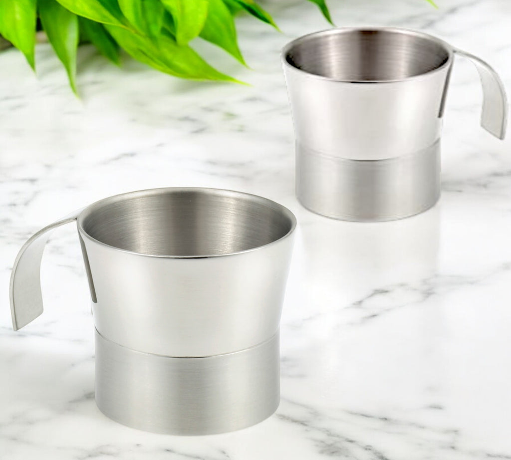 StainlessLUX 77385 Two-tone Double-walled Stainless Steel Small Cups (7 Oz.) (2 Cups / Set)