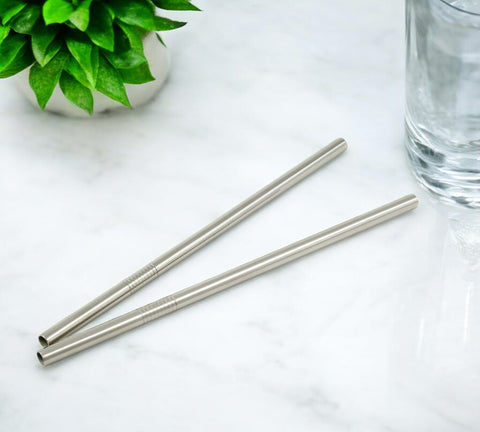 StainlessLUX 77510 Stainless Steel Straight Milkshake Straws / Smoothie Straw Set, 8.5 Inches Long x 0.3 Inches Diameter, Brilliant Finish (2 Straws / Set)