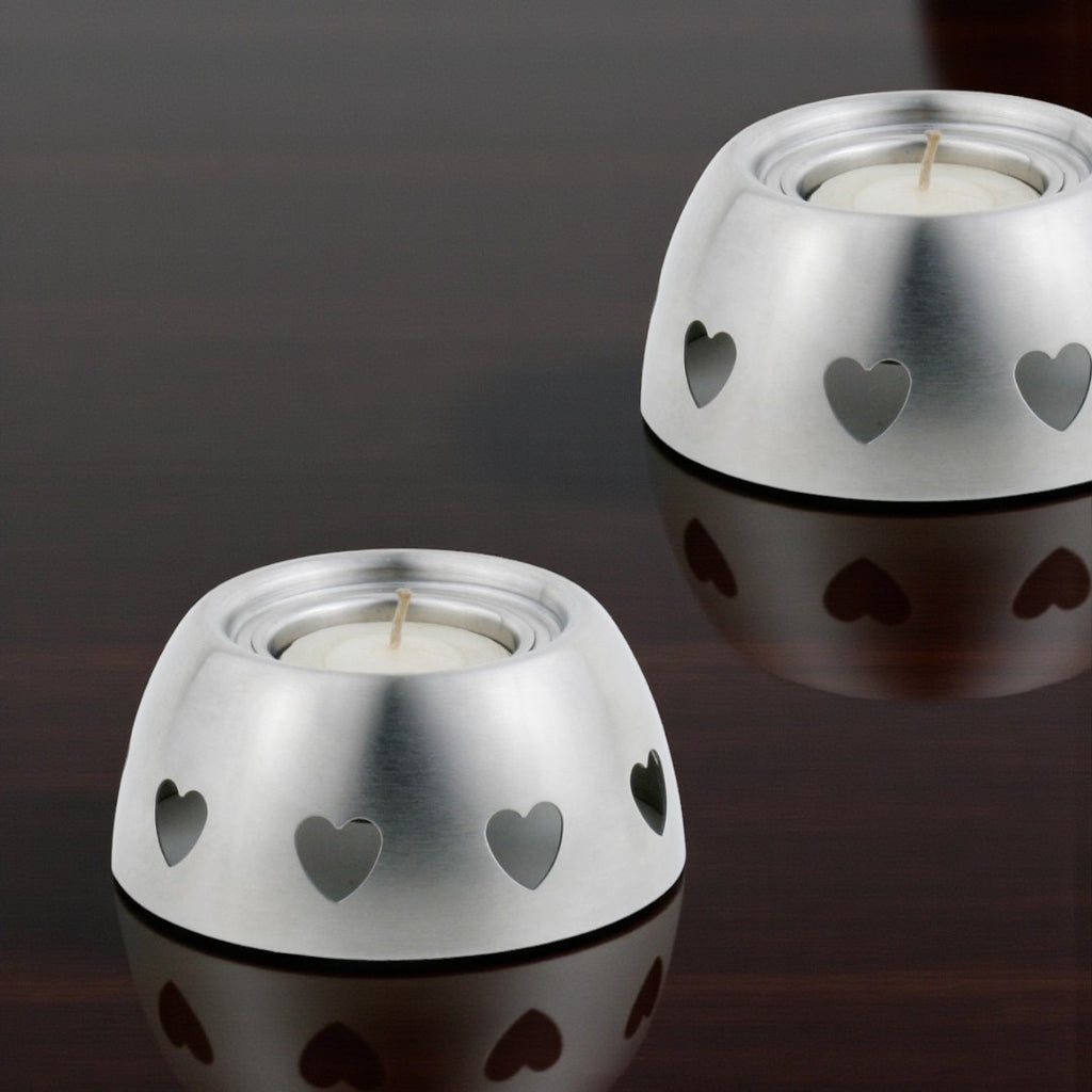 StainlessLUX 77634 Brushed Stainless Steel Tealight Candle Holder Set of 2